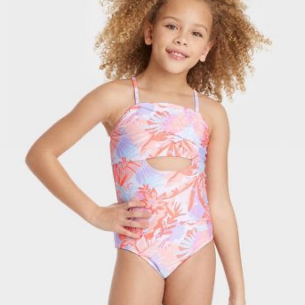 Girls' Tropic Oasis One Piece Swimwear Set with Skirt - art class